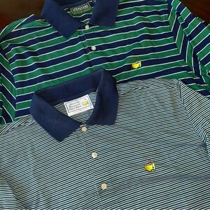 Lot of 2 - Masters Collection Golf Striped Vintage 90s Mens Shirt Polo Size L